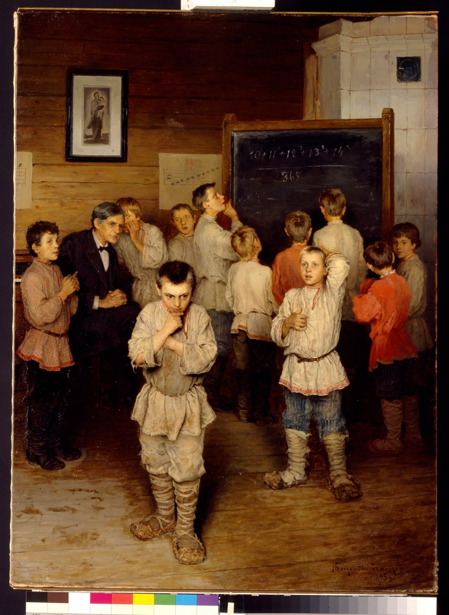 Mentální výpočet na základní škole od Nikolai Petrovich Bogdanov Belsky
