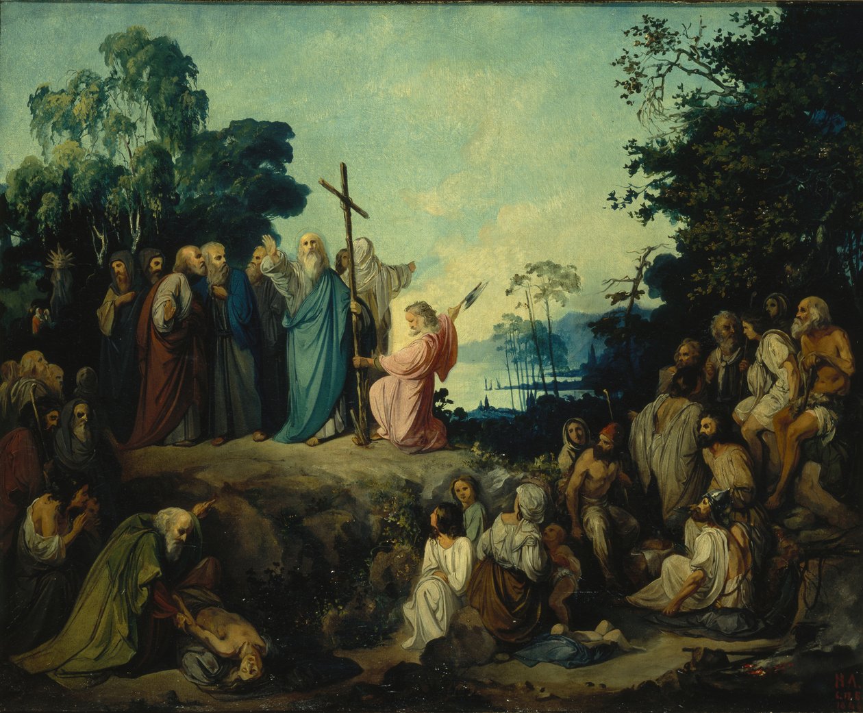 Svatý Ondřej Apoštol vztyčuje kříž na Kyjevských výšinách, 1848 od Nikolai Petrovich Lomtev