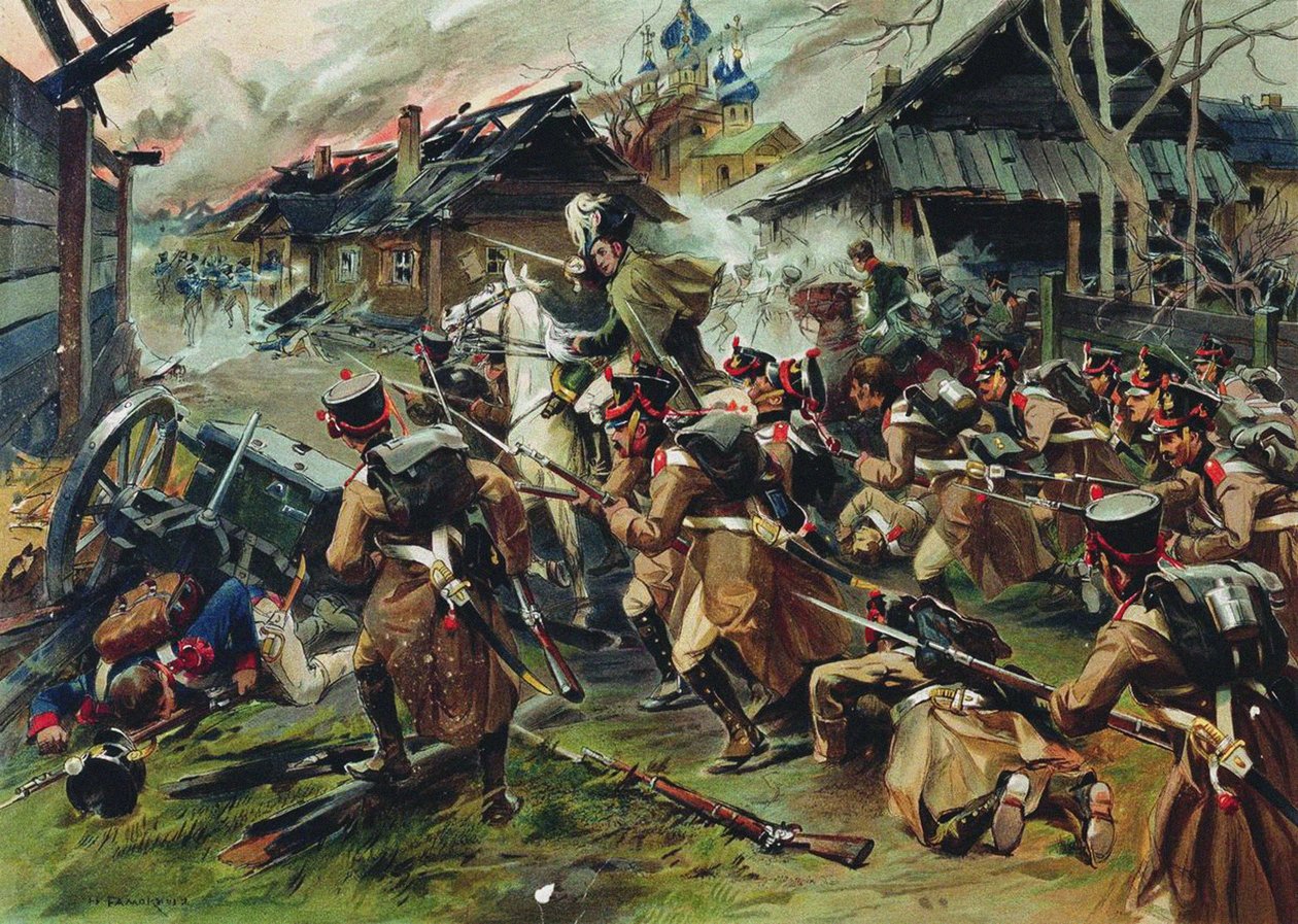 Bitva u Malojaroslavce 24. října 1812, 1900-1910 od Nikolai Semyonovich Samokish