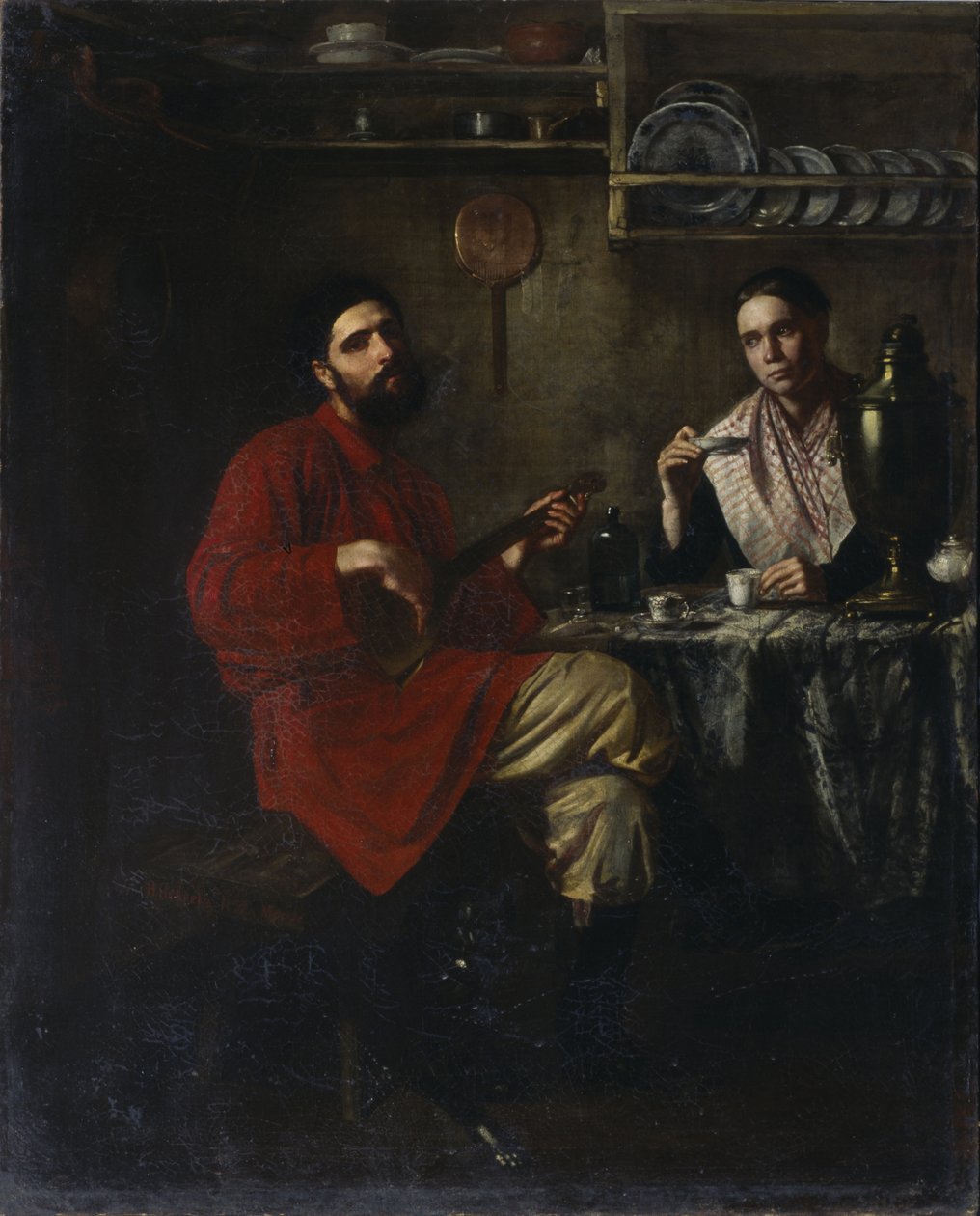Domácí scéna rolnického života, 1855 od Nikolai Vasilyevich Nevrev