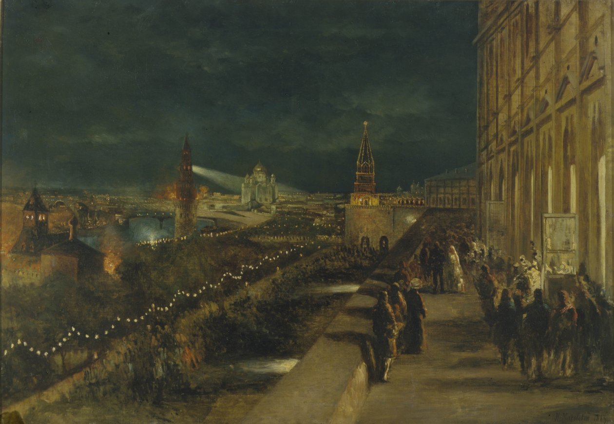 Osvětlení Moskvy u příležitosti korunovace císaře Alexandra III. dne 15. května 1883 od Nikolai Yegorovich Makovsky
