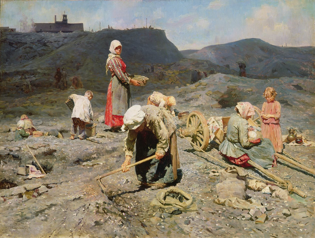 Chudí lidé sbírající uhlí ve vyčerpaném dole, 1894 od Nikolaj Alekseevich Kasatkin