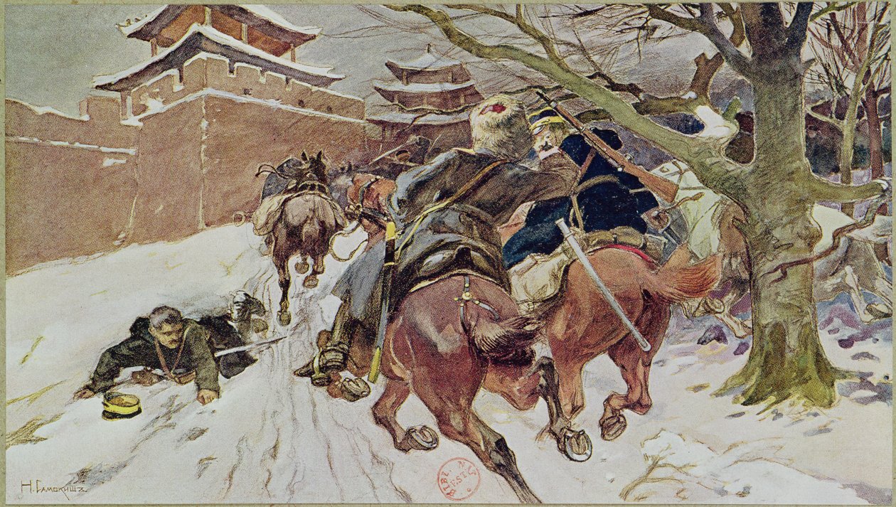 Zásnuby kavalérie v Mukdenu, 25. února 1905. 1907 od Nikolaj Semenovic Samokis