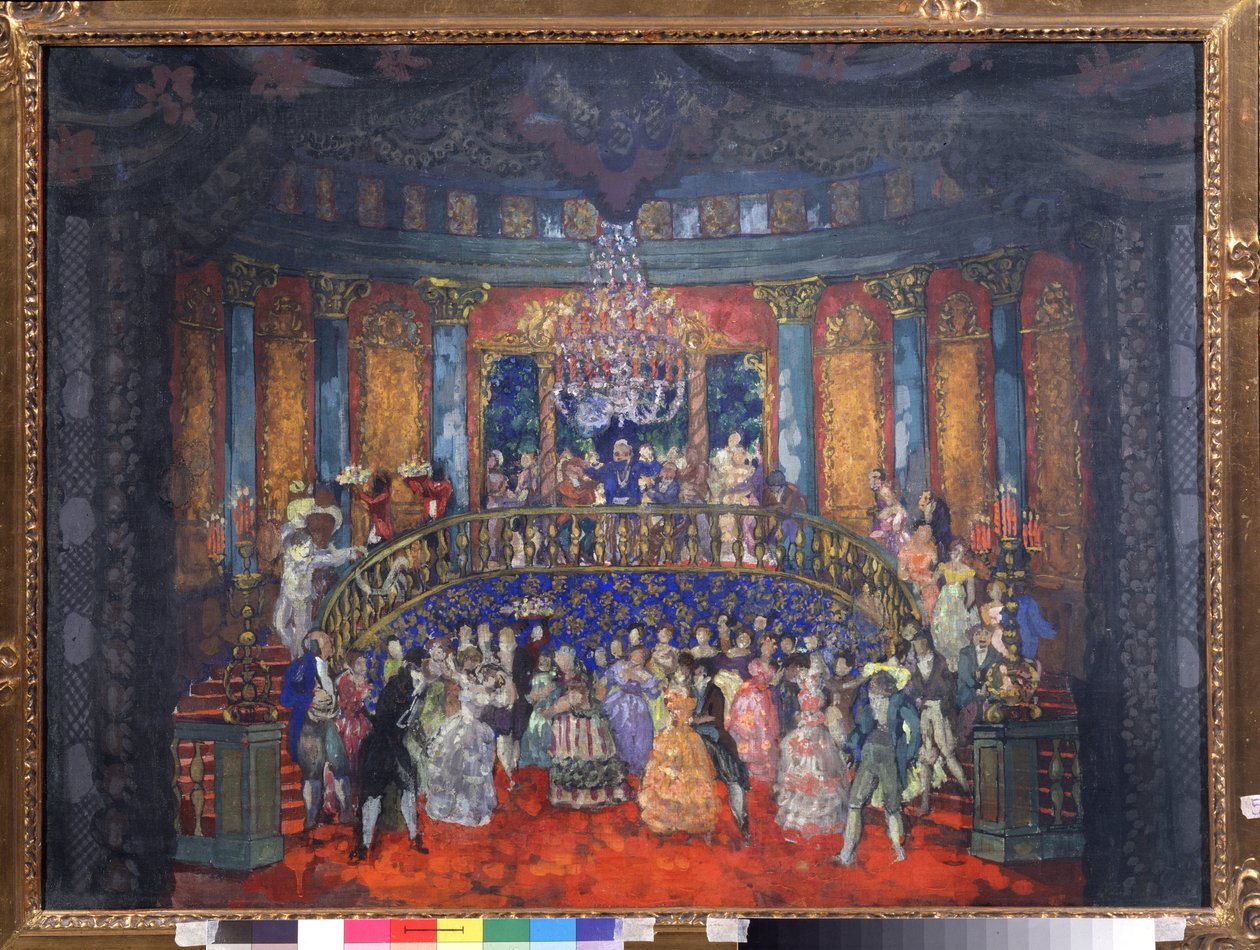 Míč. (Večer aristokratické společnosti v ruském paláci). Dílo Nikolaje Nikolajeviče Sapunova (Sapunov) (1880-1912), tempera na kartonu od Nikolaj Nikolaevic Sapunov