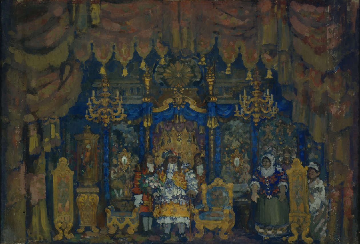 Pokoj Jourdains. Scénografie k divadelní hře A Burgeois šlechtic od J.-B. Moliere, 1911 od Nikolaj Nikolaevic Sapunov
