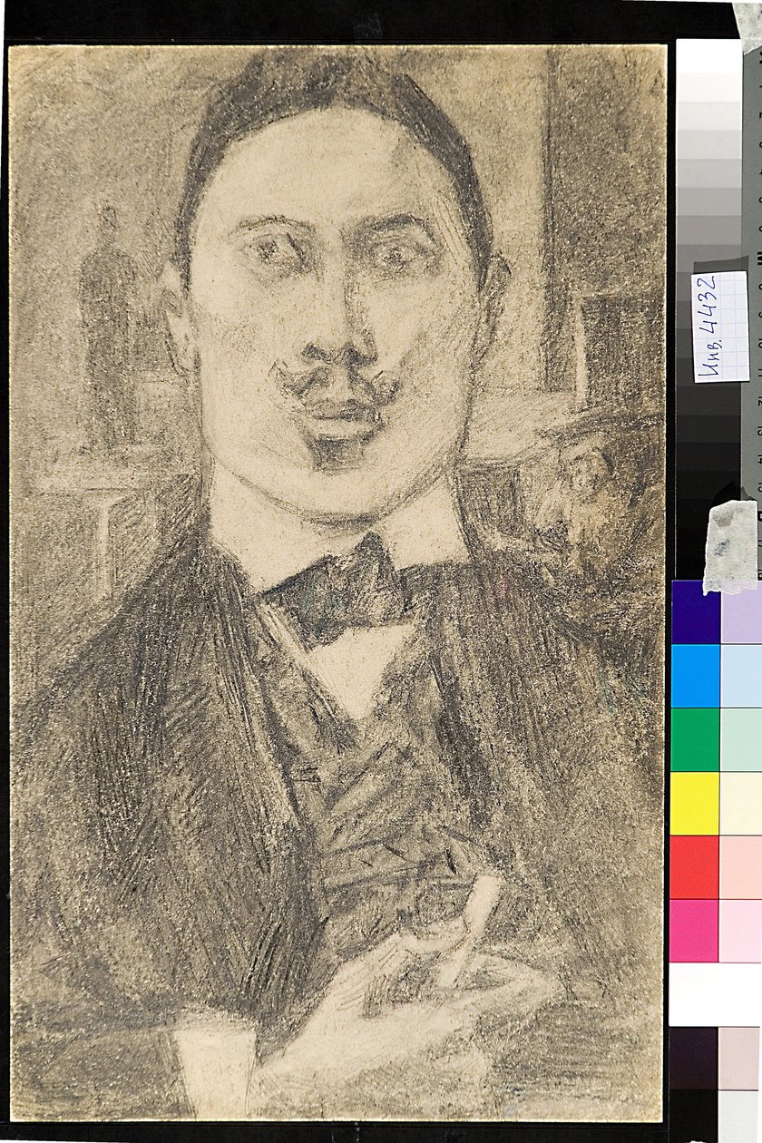 Portrét malíře Nikolaje Nikolajeviče Sapunova (Sapunov) (1880-1912) - Dessin de Petr Ignatievich Bromirsky (1886-1920) od Nikolaj Nikolaevic Sapunov