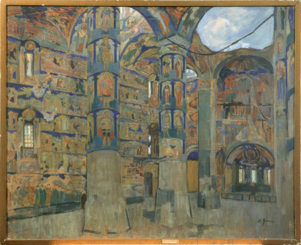 Interiér kostela kláštera Makarios Scheltowodski Trinity v Makarjewo od Nikolaj Pawlowitsch Uljanow