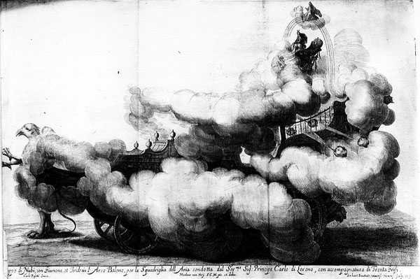 Kočár tažený gryfy a řízený Carlo di Loreno, vyrytý Gerardem Bouttatsem (nar. 1630) od Nikolaus van Hoy