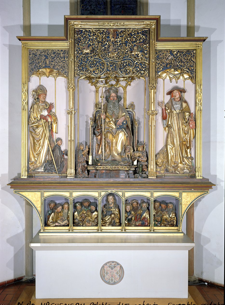 Skupina dřevěných soch, z Isenheimského oltáře, kolem roku 1490 (zlacené dřevo) od Nikolaus Hagenauer