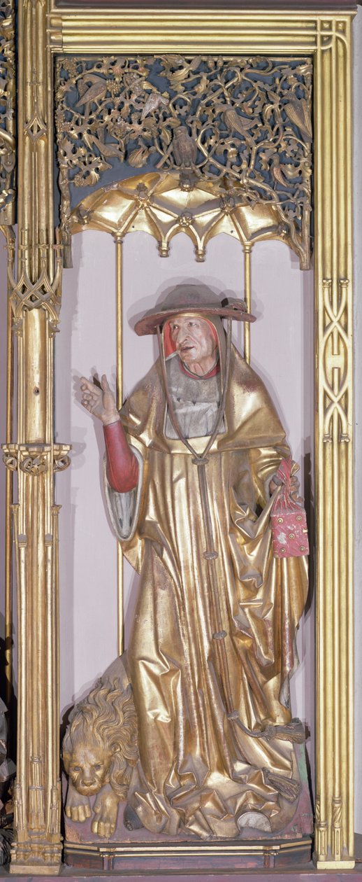 Isenheimský oltář, svatý Jeroným, kolem 1490 (zlatá barva na dřevě) od Nikolaus Hagenauer