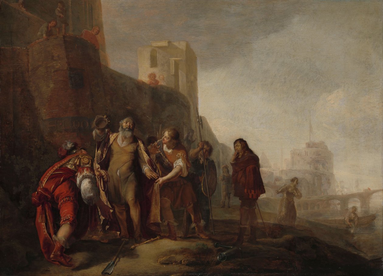 Legáti Alexandra Velikého Investovali zahradníka Abdalonyma insigniemi Sidonského království, kolem 1645-1650 (olej na panelu)0 od Nikolaus Knüpfer