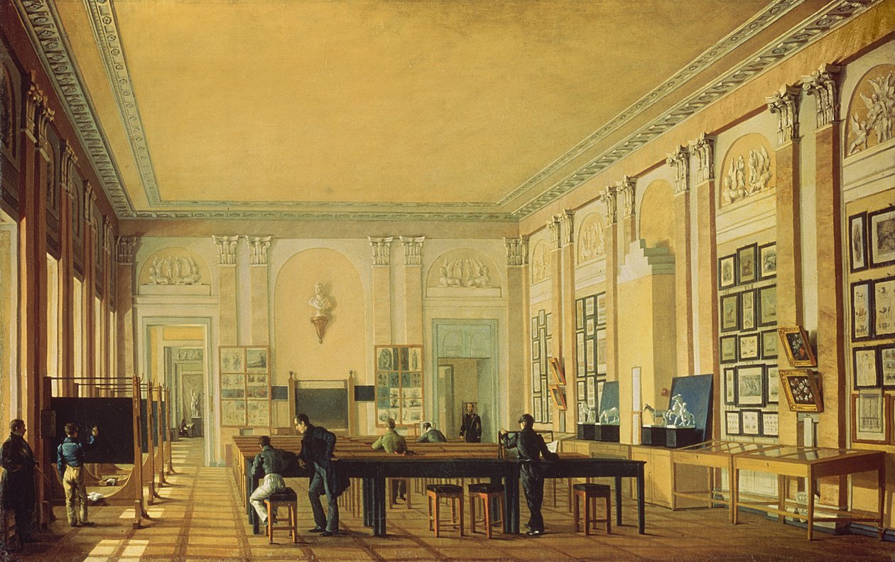 Malířský ateliér v Moskevské umělecké škole, c.1830 od Nikolay Ivanovich Podklyuchnikov