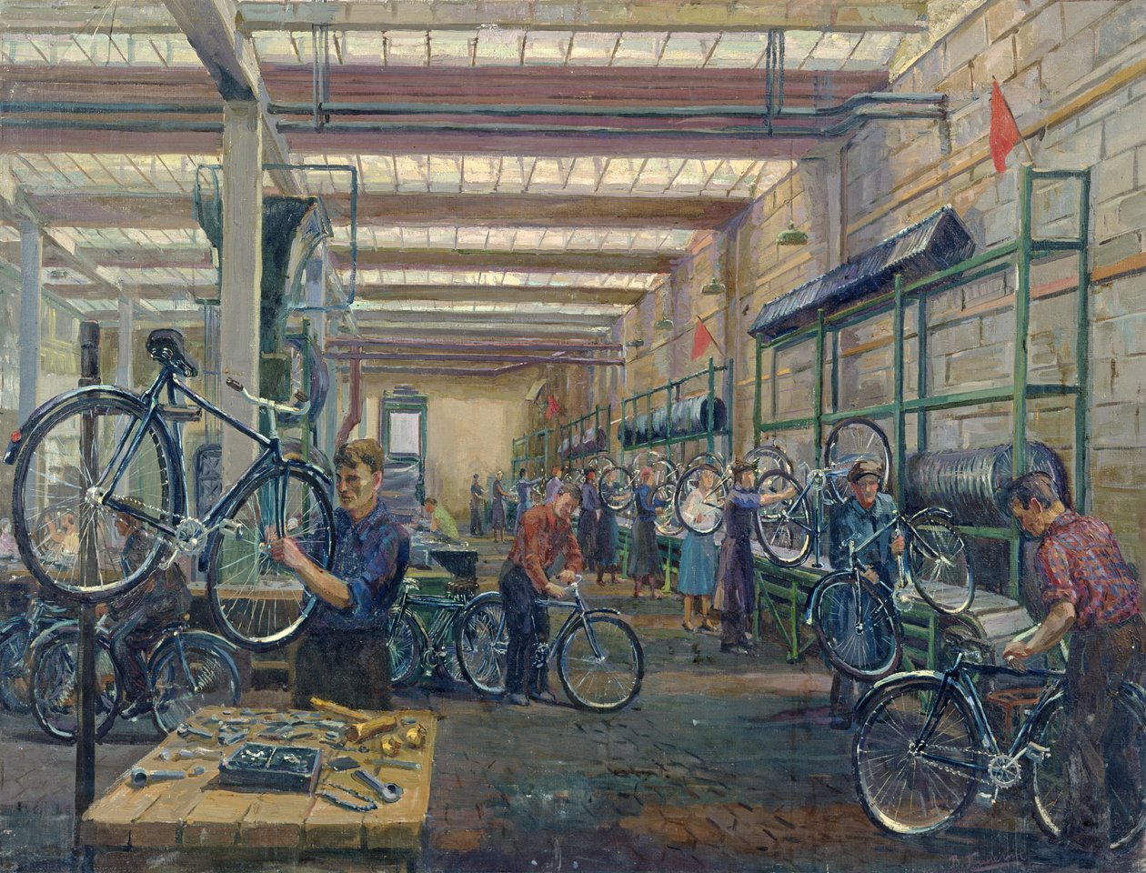 The Moscow Cycle Works, c.1930 od Nikolay Vassilyevich Pinegin