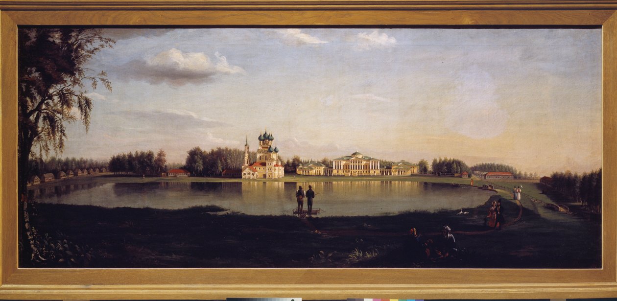 Pohled na nemovitost Ostankino (Moskva, Rusko). Obraz Nikolaje Ivanoviče Podklyuchnikova (1813-1877), olej na plátně od Nikolay Ivanovich Podklyuchnikov