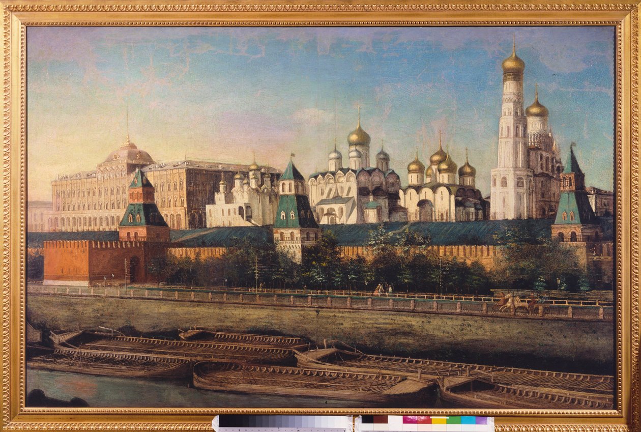 Pohled na moskevský Kreml. Obraz Nikolaje Ivanoviče Podklyuchnikova (1813-1877), olej na plátně. Ruské umění 19. století. State United Museum Center v Kremlu, Moskva. od Nikolay Ivanovich Podklyuchnikov