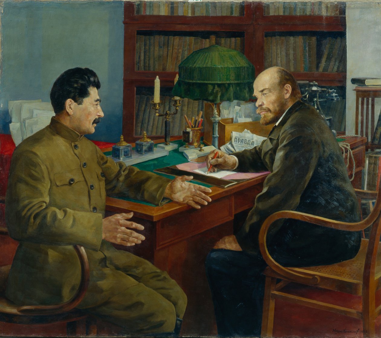 Lenin a Stalin, 1938 od Nikolay Ivanovich Shestopalov
