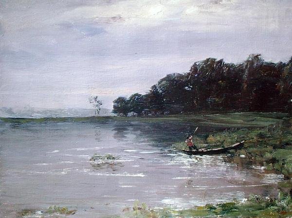 Krajina s lodí, večer od Nikolay Nikanorovich Dubovskoy