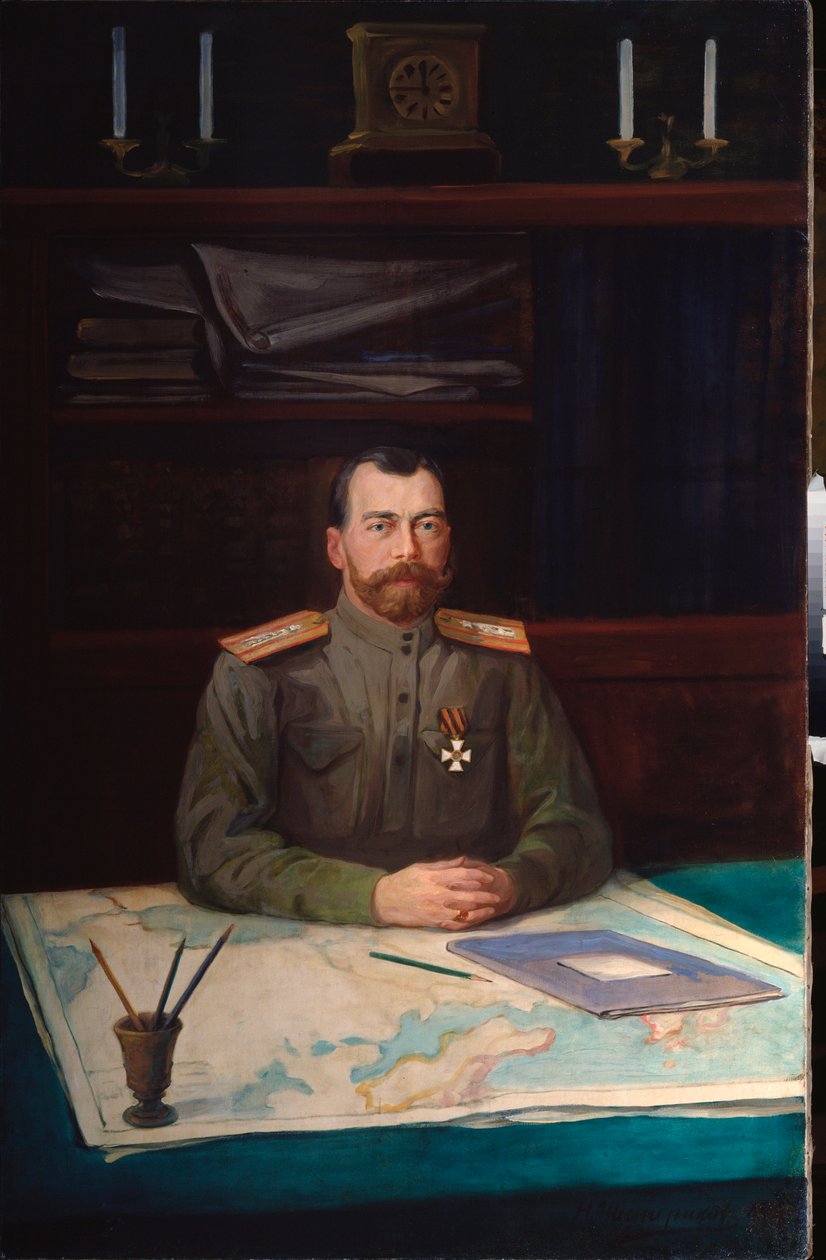 Portrét císaře Mikuláše II. (1868-1918). Obraz Nikolaje Šesterikova, olej na plátně od Nikolay Shesterikov