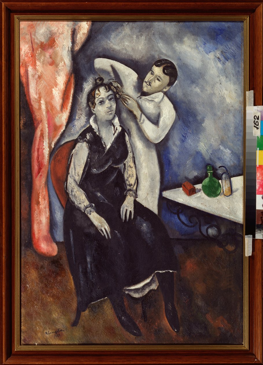 Kadeřník (kadeřník) - obraz Nikolaje Vladimiroviče Sinezubova (Nicolas Sinezouboff) (1891-1956), olej na plátně od Nikolay Vladimirovic Sinezubov
