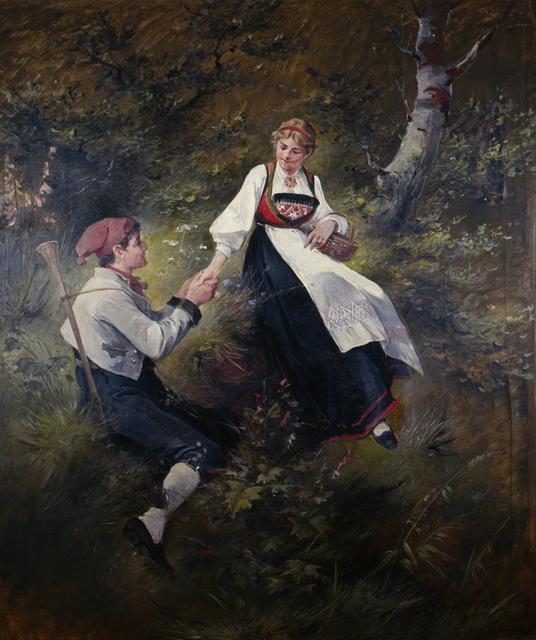 Mladá láska (olej na plátně) od Nils Bergslien