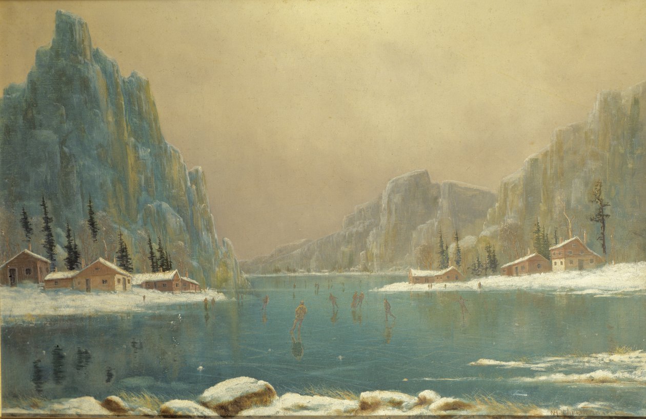 Bruslaři na jezeře, 19. století od Nils Hans Christiansen
