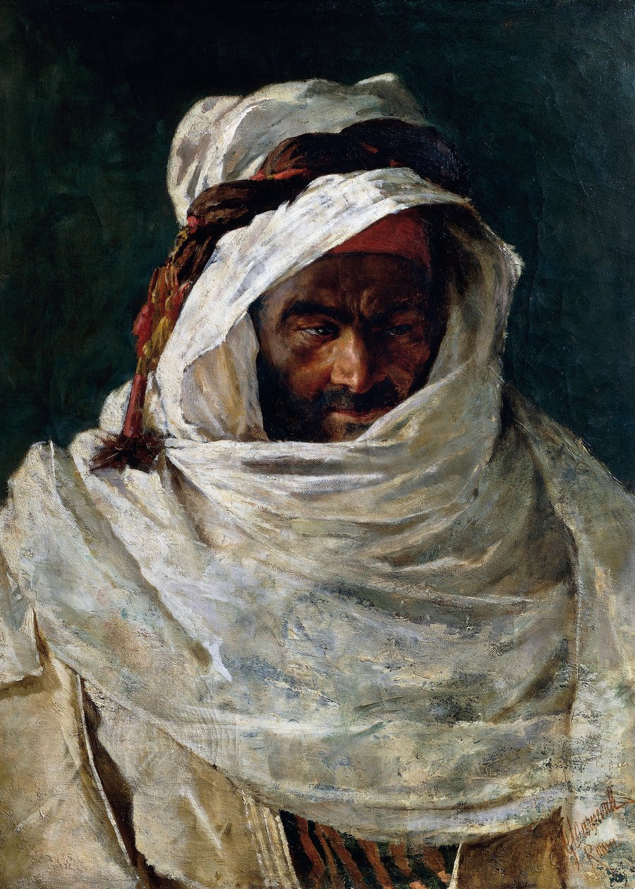 Hlava Araba, obraz Nino Carnevali (1849-po 1912) od Nino Carnevali