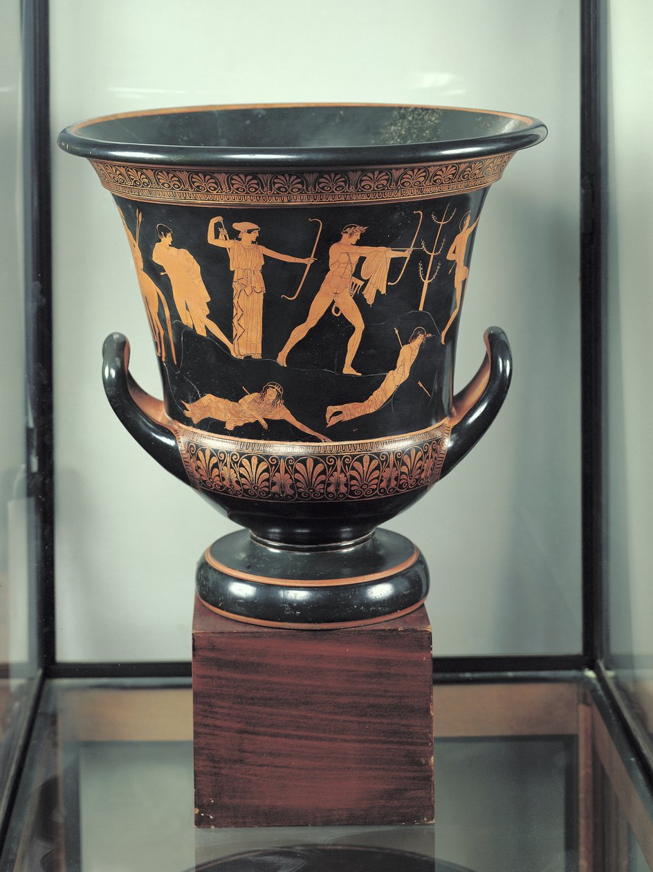 Atický červený kalich-krater zobrazující smrt Niobidů, kolem 460-50 př.nl (keramika) (viz také 92576-77) od Niobid Painter