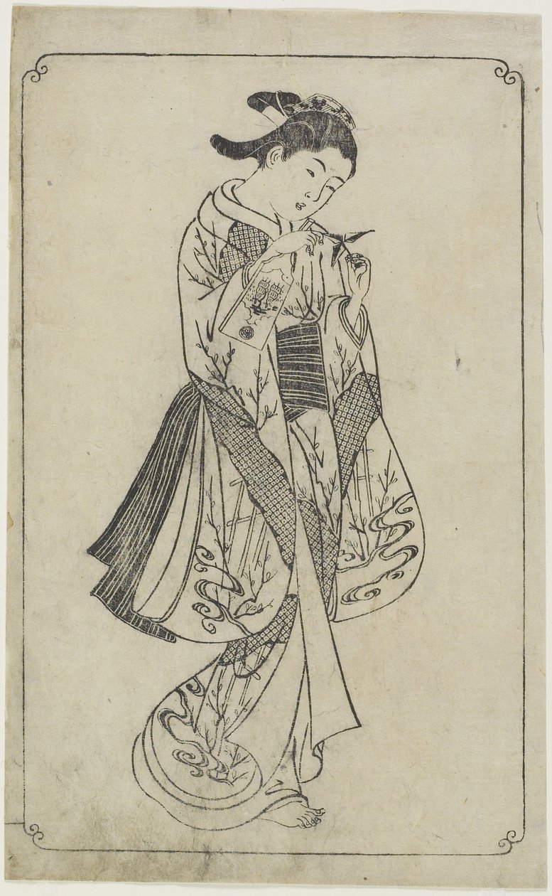 (Courtesan Holding a Battledore), 1739 od Nishikawa Sukenobu