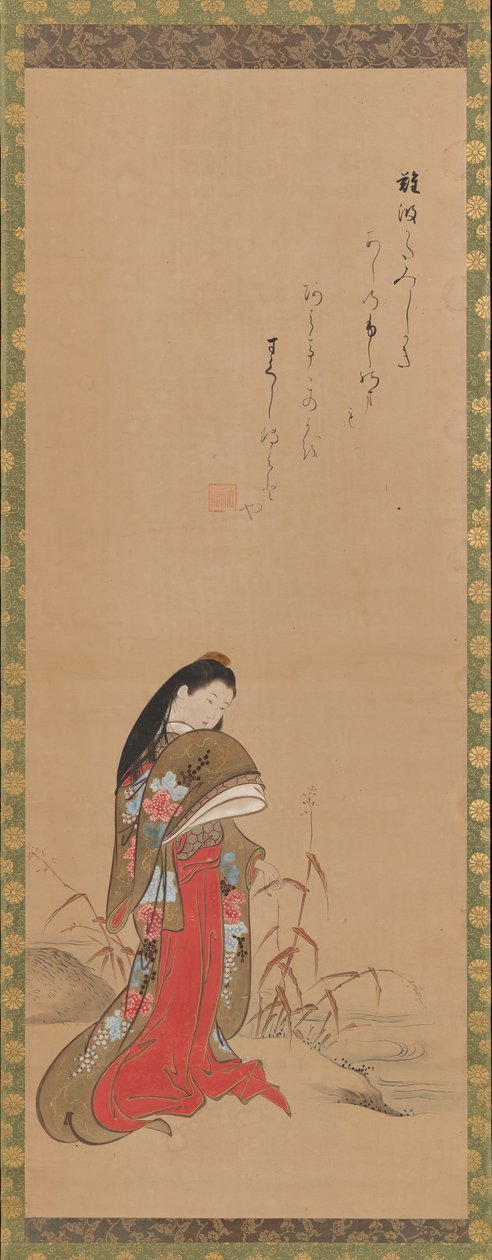 Lady Ise na břehu řeky, konec 18. století. od Nishikawa Sukenobu