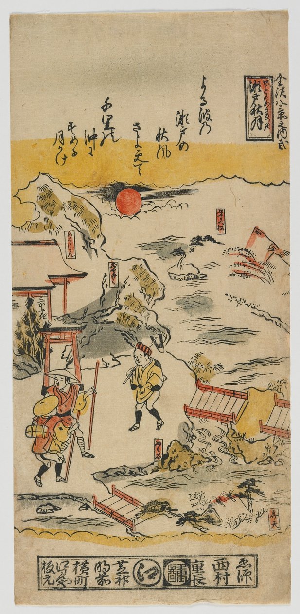 Osm pohledů na Kanazawu (č. 2) Období Edo, cca 1720 (barevný dřevořez) od Nishimura Shigenaga