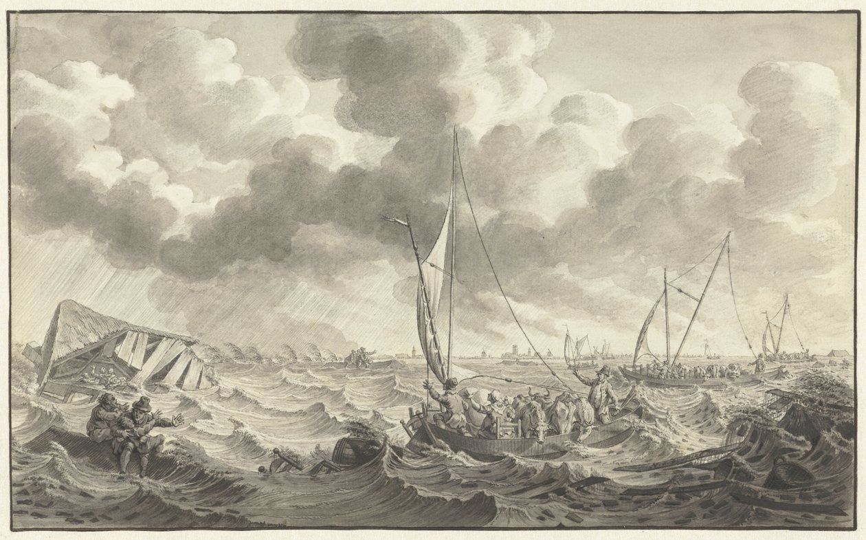 Protržení hráze poblíž Kampen, 1775 od Noach van der Meer (II)