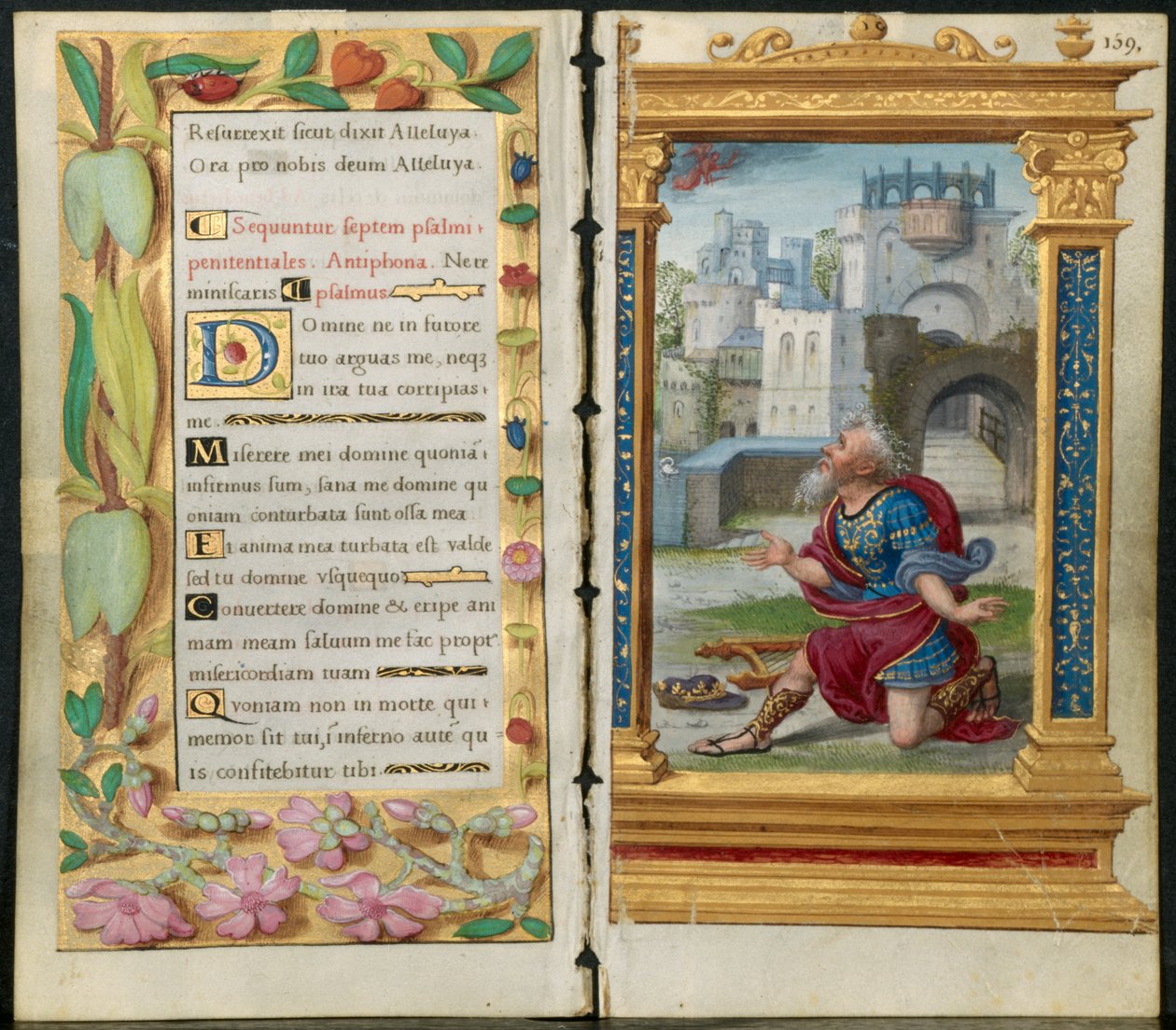 Přilehlé listy z knihy hodin: Kající žalmy a král David v modlitbě..., c. 1530-35. od Noel Bellemare