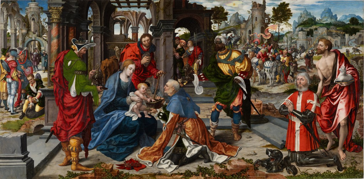 Klanění tří králů s dárcem Philippem de Villiers de l’Isle-Adam, kolem roku 1530 (olej na dubovém panelu) od Noel Bellemare