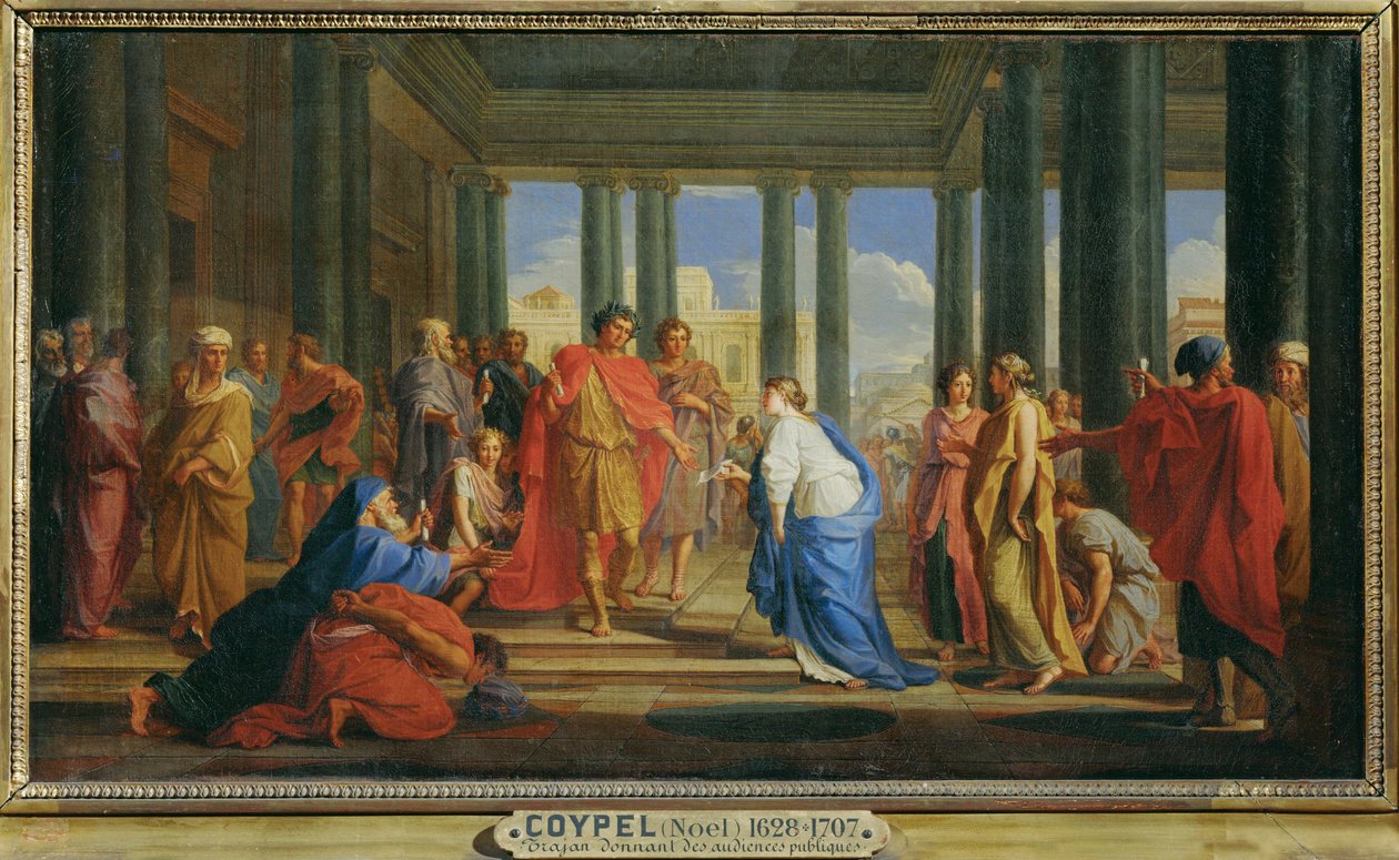 Trajan donnant des audiences publiques - Císař Traján při veřejné audienci ... od Noël Coypel