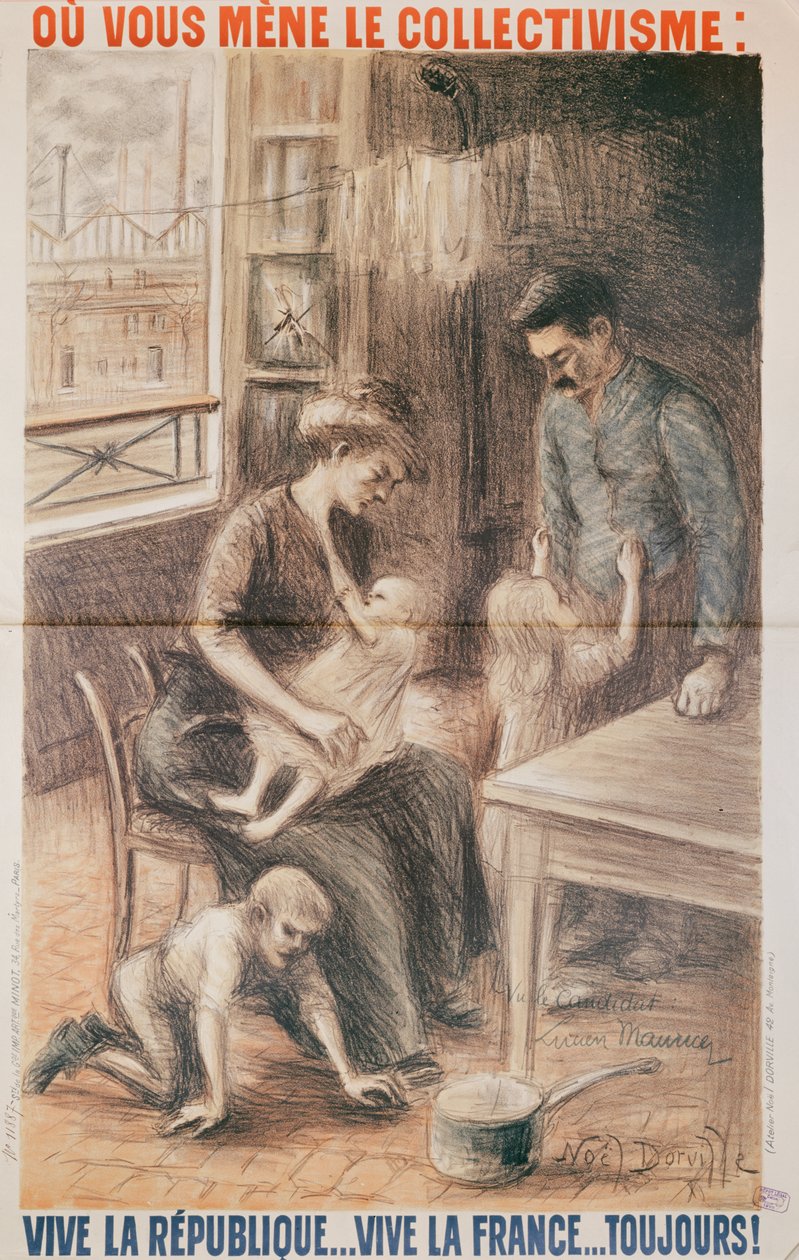 Tovární dělnický dům, volební plakát, 1909 barevný lito od Noel Dorville