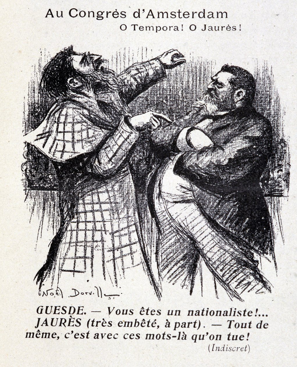 Hádka mezi Jeanem Jauresem a Julesem Guesdem (Amsterdamský socialistický kongres) Noel Dorville, “”Le Panache”” 5/10/1904. od Noel Dorville