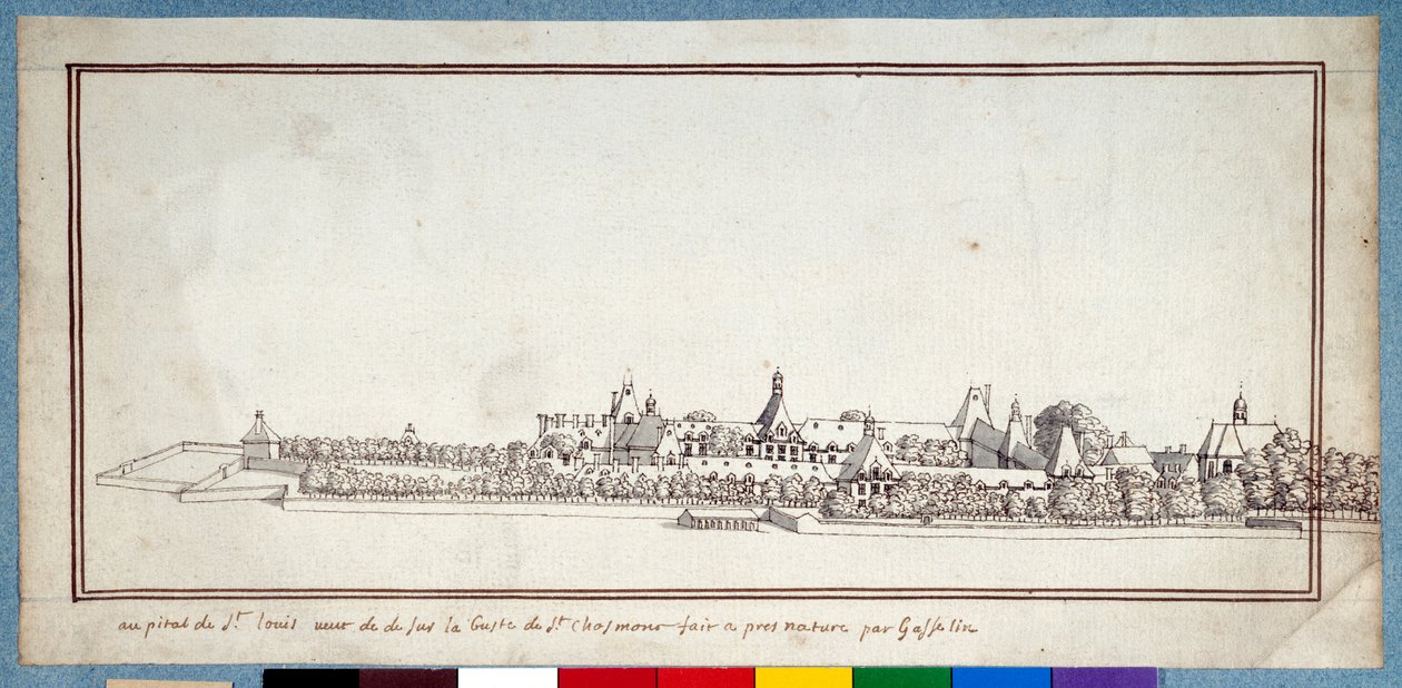 The Hospital of St Louis (pero a inkoust s praním na papíře) od Noel Gasselin