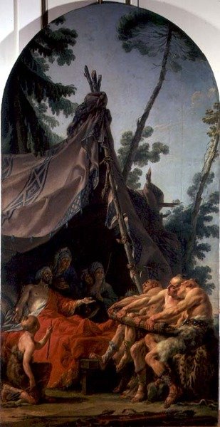 Skythský král na smrtelné posteli prosí své syny o smíření, kolem roku 1767 (olej na plátně) od Noel Halle