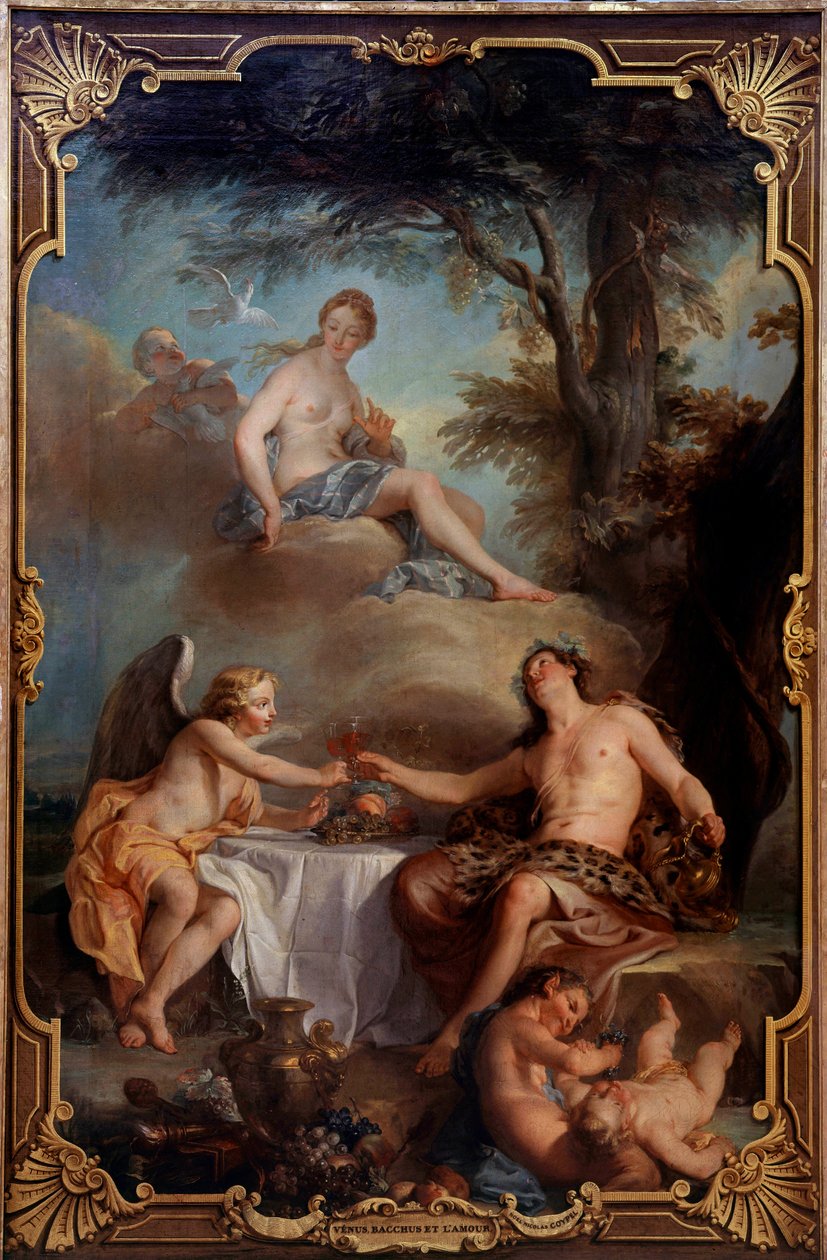 Venuše, Bacchus a Láska. Obraz Nicolase Coypela (1690-1734) od Noel Nicholas Coypel