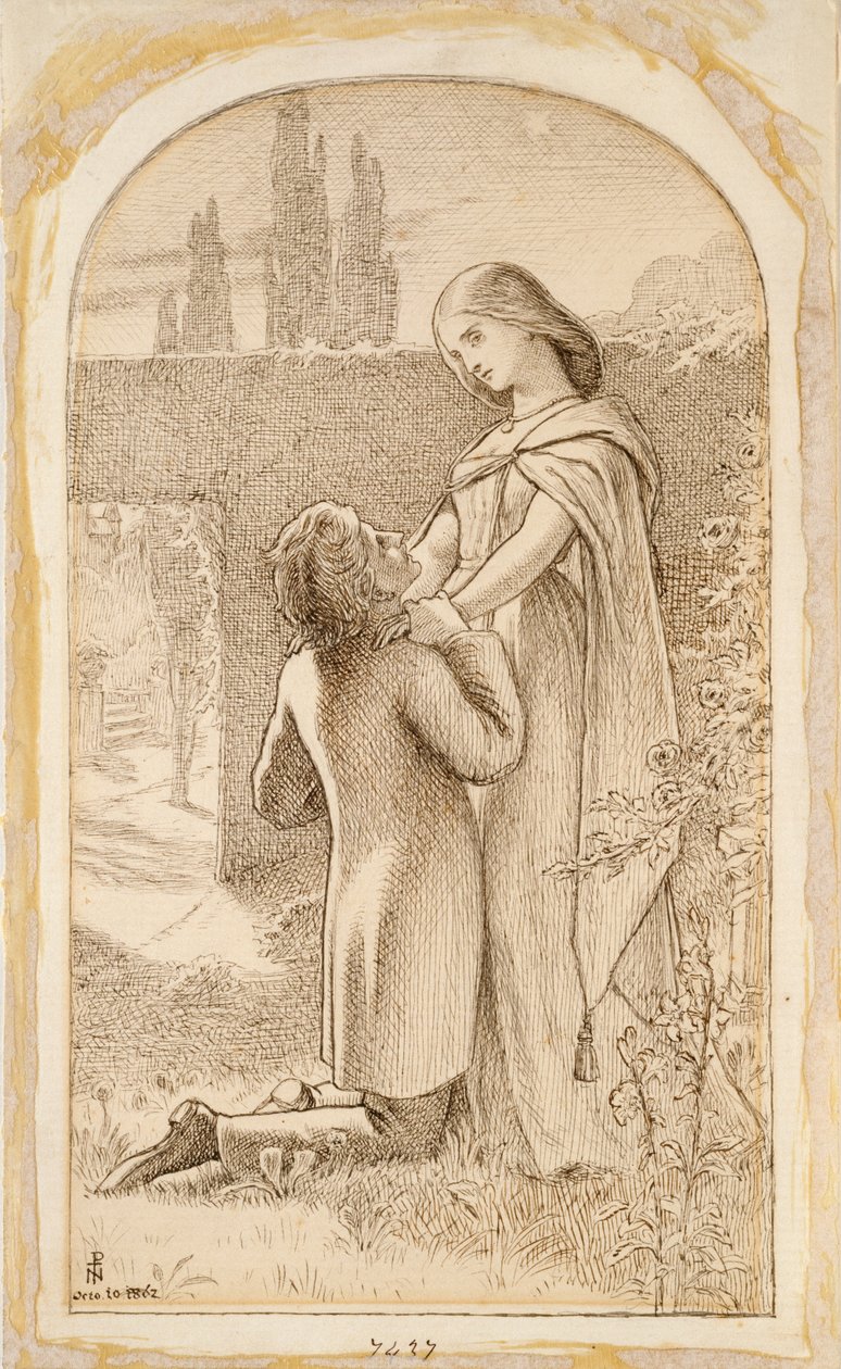 Dva milenci v zahradě osvětlené hvězdami, 1862 od Noel Paton