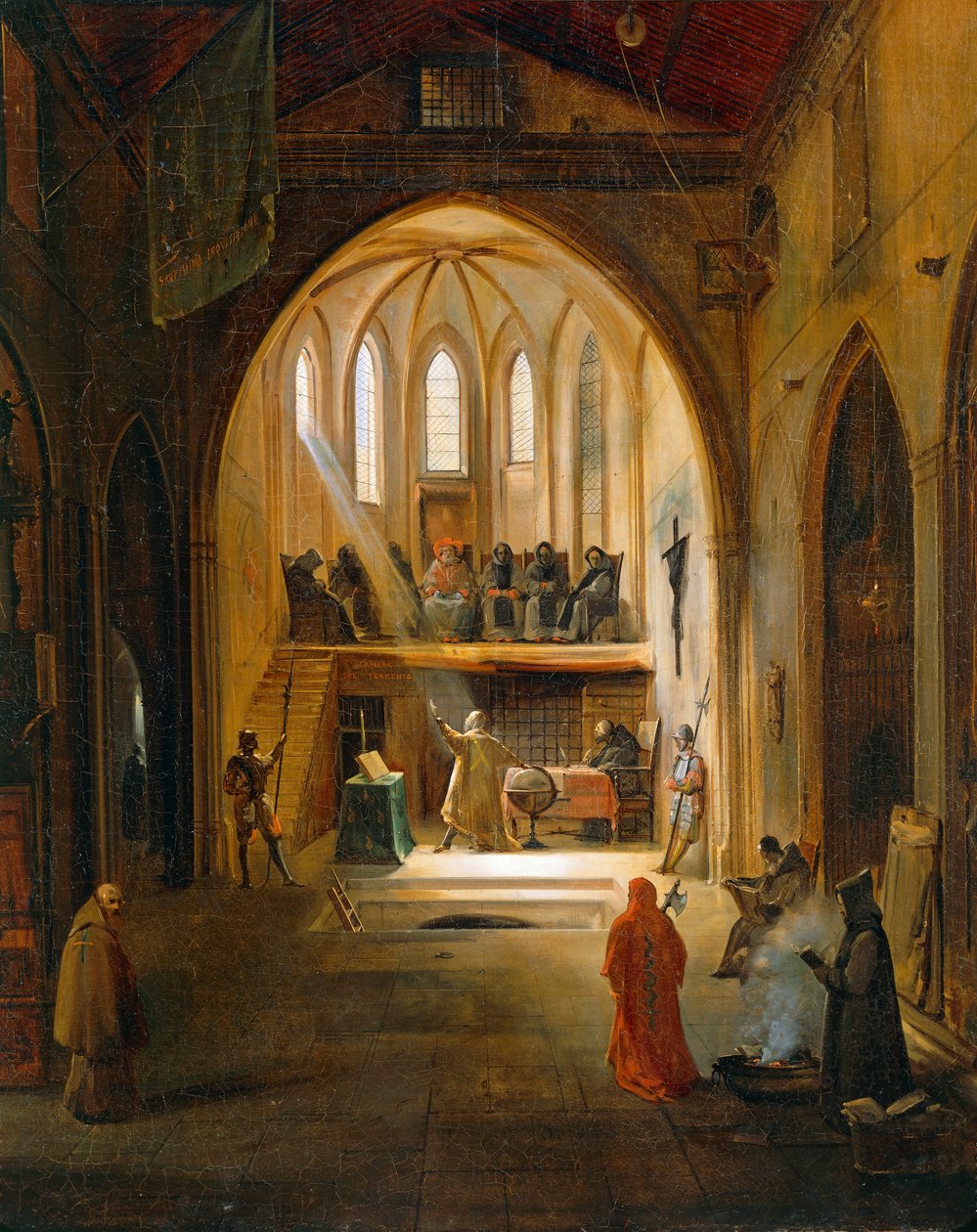 Galileo Galilei inkvisitiotuomioistuimen edessä, Joseph Clerianin (1796-1842) maalaus, Yksityiskohta od Noel Thomas Joseph Clerian