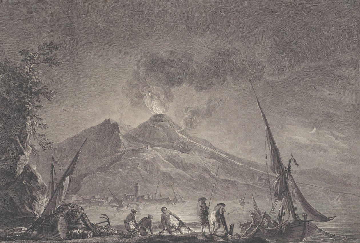 Pohled na Vesuv, jak to bylo v roce 1757, 1762. od Noël Le Mire