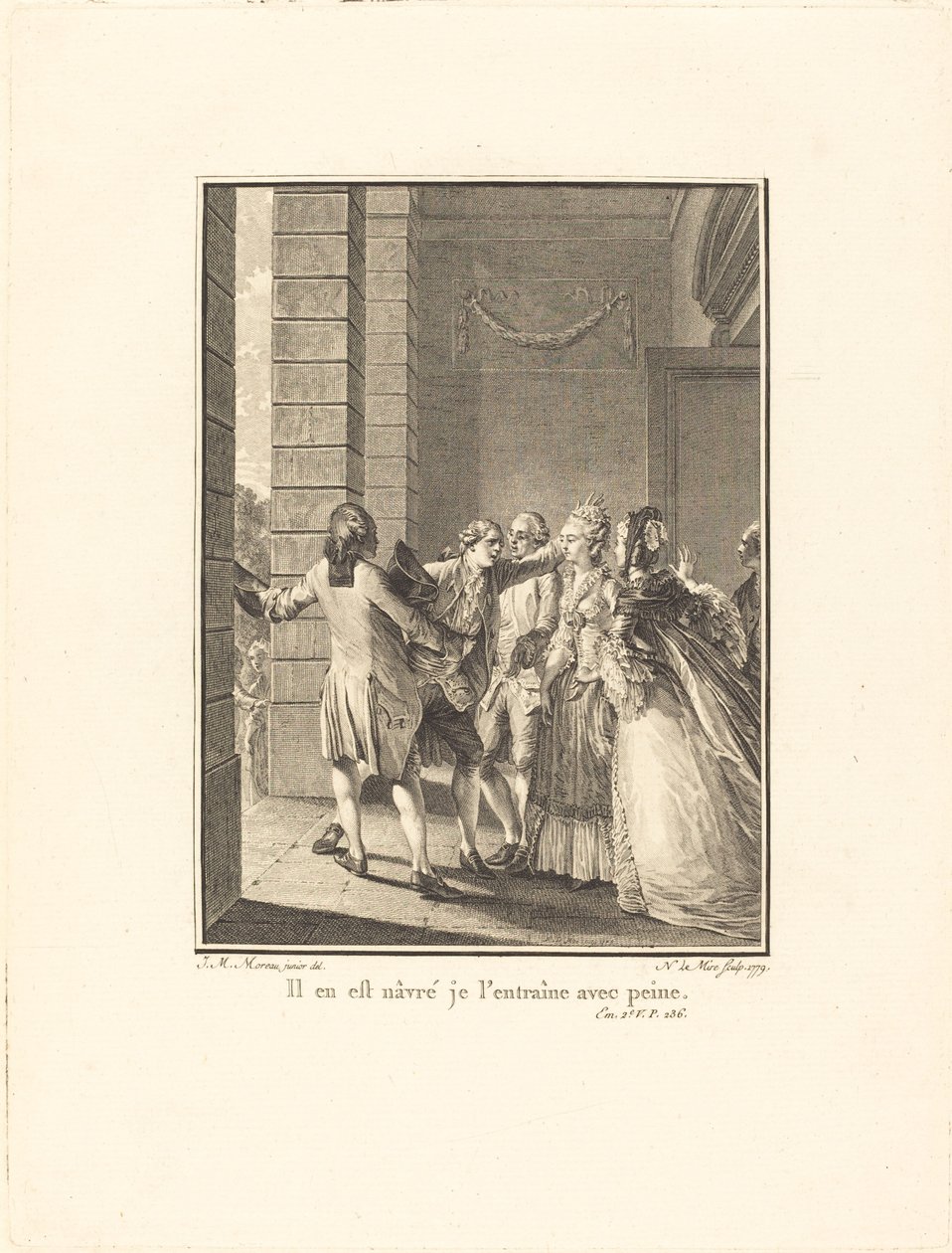 Je mu to líto, cvičím ho s obtížemi od Noël Le Mire after Jean Michel Moreau