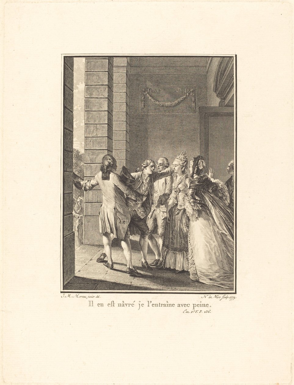 Je mu to líto, cvičím ho s obtížemi od Noël Le Mire after Jean Michel Moreau