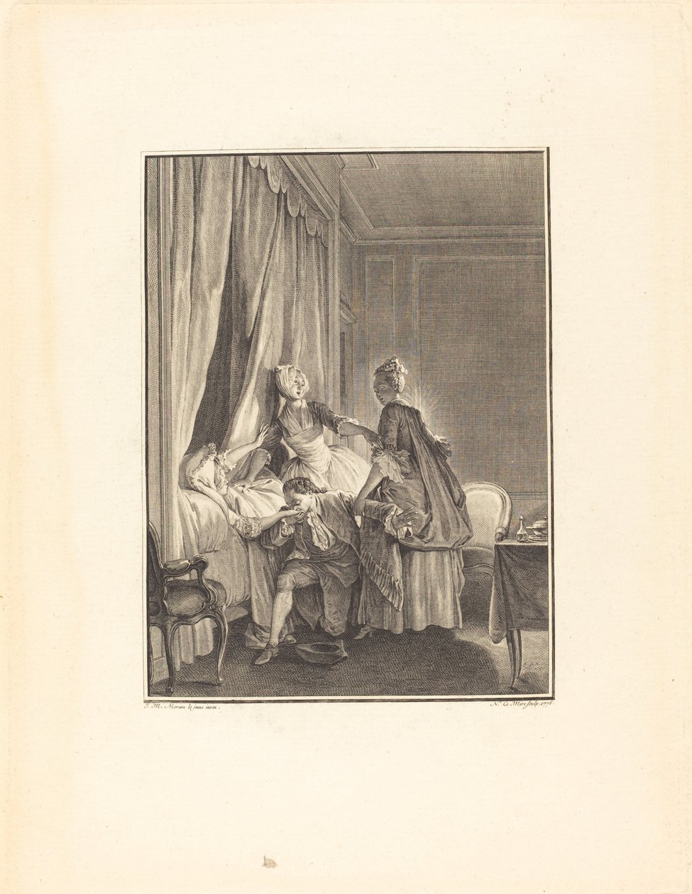 Očkování lásky od Noël Le Mire after Jean Michel Moreau