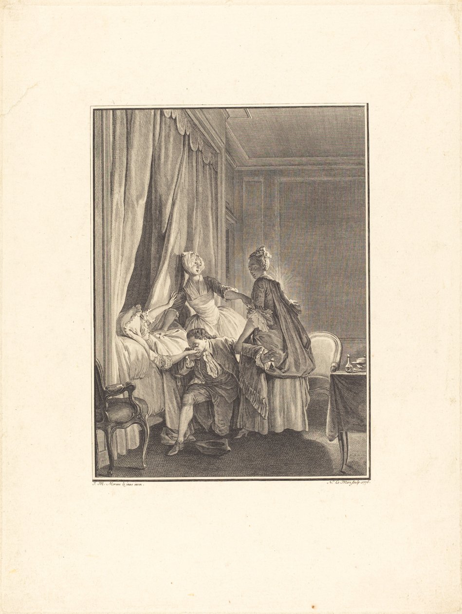 Očkování lásky od Noël Le Mire after Jean Michel Moreau