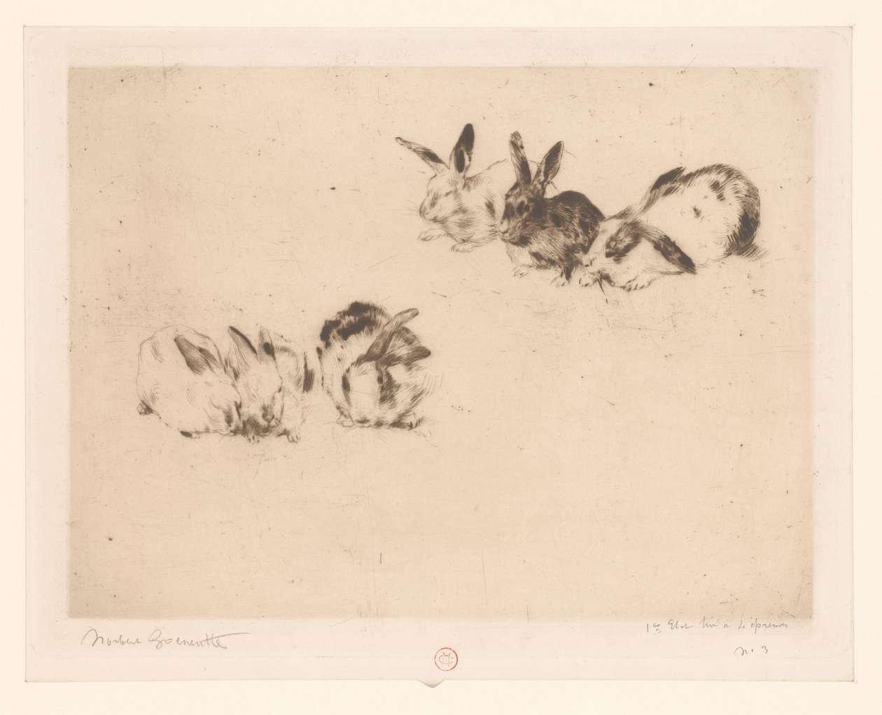Šest králíků od Norbert Goeneutte (signed by artist)