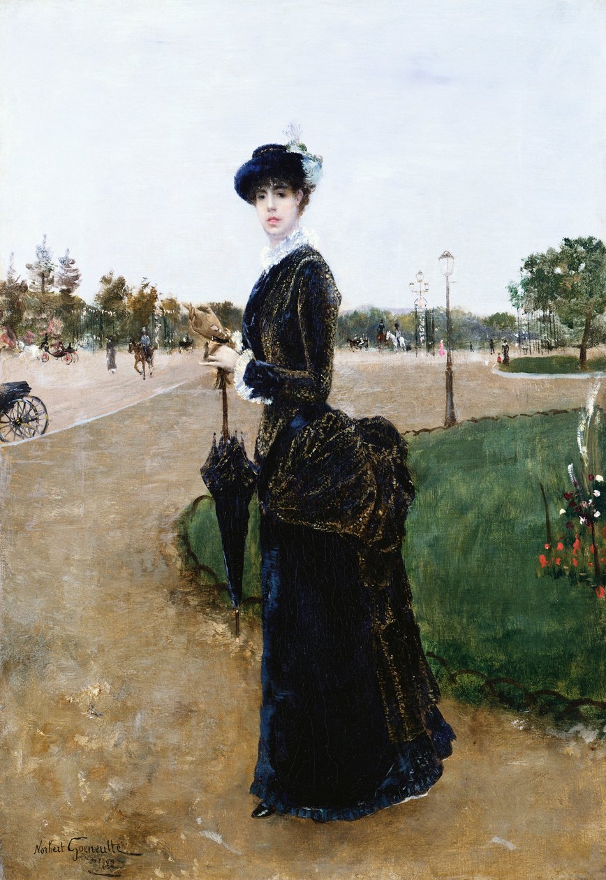 Elegantní dáma v Bois de Boulogne, 1880 od Norbert Goeneutte