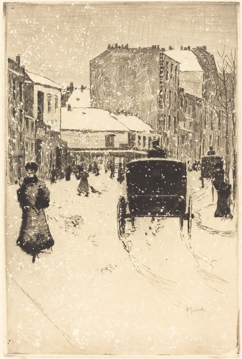 Boulevard Clichy ve sněhu od Norbert Goeneutte