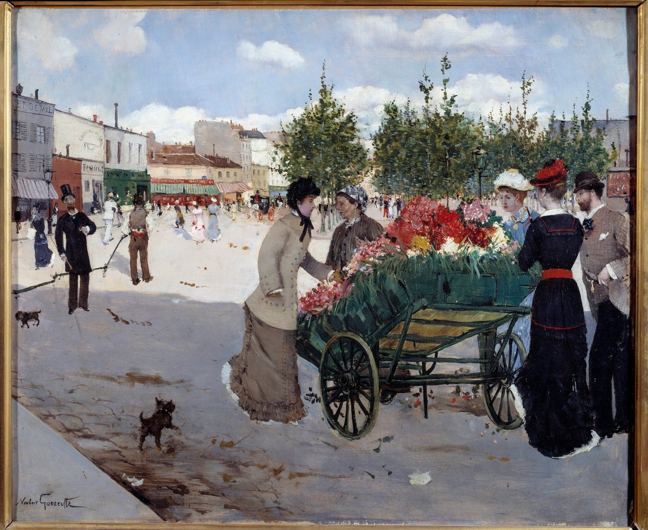 Květinářství na Boulevard Rochechouart v Paříži (Marche de la Madeleine). Obraz Norbert Goeneutte (1854-1894) od Norbert Goeneutte